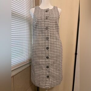 J. Crew Black and White Tweed Midi Dress